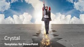  Presentation with gap - Amazing presentation having businessman flying on rocket from rock gap backdrop and a gray colored foreground