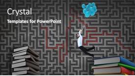  Presentation with maze - Slide set with businessman-flying-with-balloons-against background and a dark gray colored foreground