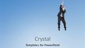  Presentation with balloons blue - Slide deck featuring businessman flying with balloons against blue sky background and a light blue colored foreground