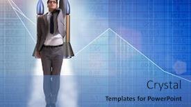  Presentation with rocket - Slide set with businessman-flying-with-rocket background and a teal colored foreground