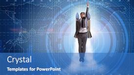  Presentation with rocket - PPT layouts featuring businessman-flying-with-rocket background and a teal colored foreground