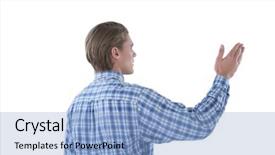  Presentation with self - Audience pleasing slides consisting of businessman gesturing during presentation backdrop and a light blue colored foreground