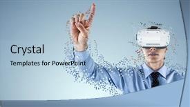  Presentation with futuristic glasses - Slides consisting of businessman gesturing while wearing futuristic background and a light blue colored foreground