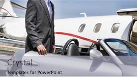  Presentation with car - Presentation consisting of businessman-getting-on-the-car background and a light gray colored foreground