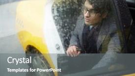  Presentation with taxi - Presentation theme with businessman getting out of taxi cab background and a gray colored foreground