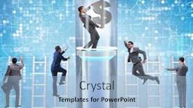  Presentation with promotion - Amazing presentation theme having businessman getting promotion in financial concept backdrop and a light blue colored foreground