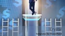  Presentation with promotion - Cool new slide set with businessman getting promotion in financial concept backdrop and a seafoam green colored foreground