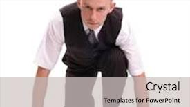  Presentation with corporate - PPT theme having businessman-getting-ready-for-corporate background and a light gray colored foreground