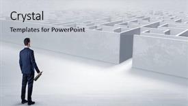  Presentation with ready - Presentation theme consisting of businessman getting ready to enter background and a light gray colored foreground