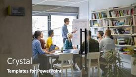  Presentation with team training - Amazing slide deck having businessman-giving-a-presentation backdrop and a dark gray colored foreground