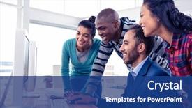  Presentation with team training - Presentation design with businessman giving training to team background and a ocean colored foreground