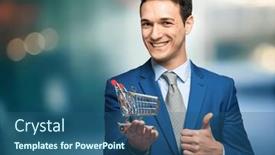  Presentation with giving - Presentation theme enhanced with businessman-giving-two-thumbs-up background and a ocean colored foreground