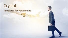  Presentation with elegant - Beautiful theme featuring businessman going somewhere with briefcase backdrop and a cream colored foreground