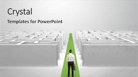  Presentation with red carpet - PPT theme enhanced with businessman going straight ahead background and a white colored foreground