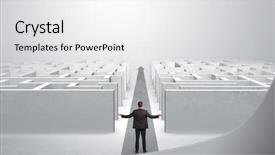  Presentation with red carpet - Presentation theme featuring businessman going straight ahead background and a white colored foreground