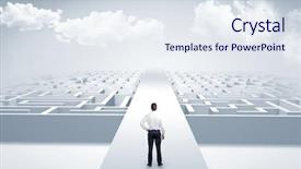  Presentation with mazes - Amazing PPT theme having businessman going straight ahead backdrop and a sky blue colored foreground