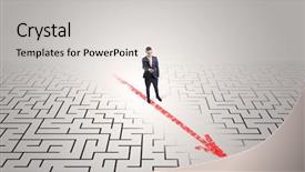  Presentation with business challenge businessman entrance maze - Cool new presentation theme with the maze with red backdrop and a  colored foreground