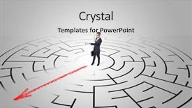 Presentation with business challenge businessman entrance maze - Slide set with businessman going through the maze background and a  colored foreground