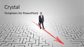  Presentation with maze - Cool new slide deck with businessman going through the maze backdrop and a  colored foreground