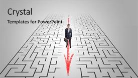  Presentation with maze - Audience pleasing slide set consisting of businessman going through the maze backdrop and a light gray colored foreground