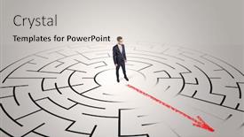  Presentation with maze - Cool new PPT theme with businessman-going-through-the-maze backdrop and a light gray colored foreground