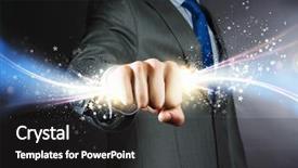  Presentation with dust - PPT theme with businessman grasping star dust background and a dark gray colored foreground