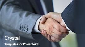  Presentation with blue puzzle handshake - Amazing slides having businessman hand - handshake in office backdrop and a  colored foreground