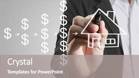  Presentation with house - Presentation enhanced with businessman hand drawing a house background and a  colored foreground