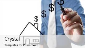  Presentation with hand drawn cartoon of sports - Cool new theme with businessman hand drawing a house backdrop and a  colored foreground