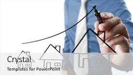  Presentation with house - Theme with businessman hand drawing a house background and a white colored foreground