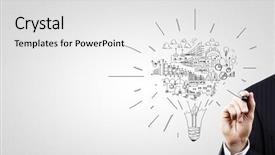  Presentation with strategy - Presentation consisting of businessman hand drawing business strategy background and a white colored foreground