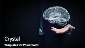  Presentation with hand palm - Beautiful theme featuring businessman hand holding brain backdrop and a black colored foreground