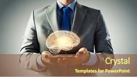 Presentation with hand palm - Amazing presentation theme having businessman hand holding brain backdrop and a tawny brown colored foreground