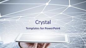  Presentation with virtual hand - Slide set enhanced with businessman hand holding virtual panel representing net connection background and a sky blue colored foreground