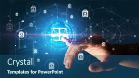  Presentation with graphic - Slides with businessman-hand-pressing-stock-graphic background and a ocean colored foreground