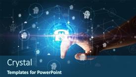  Presentation with graphic - Slides consisting of businessman-hand-pressing-stock-graphic background and a ocean colored foreground