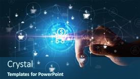  Presentation with graphic - Presentation theme enhanced with businessman-hand-pressing-stock-graphic background and a ocean colored foreground