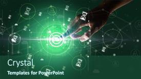  Presentation with graphic - Presentation consisting of businessman-hand-pressing-stock-graphic background and a ocean colored foreground