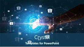  Presentation with information - Presentation theme with businessman-hand-pressing-stock-graphic background and a ocean colored foreground