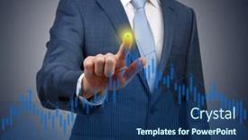  Presentation with revenue - Colorful presentation theme enhanced with businessman-hand-pushing-business-graph backdrop and a ocean colored foreground