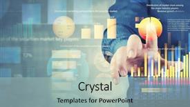  Presentation with grab hand - Beautiful theme featuring businessman hand pushing business graph backdrop and a  colored foreground