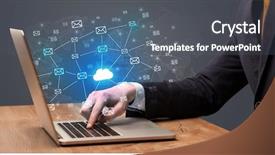  Presentation with cloud computing security - PPT layouts consisting of businessman hand sending a bunch background and a  colored foreground