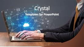  Presentation with healthcare cloud computing - Audience pleasing presentation consisting of businessman hand sending a bunch backdrop and a  colored foreground