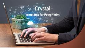  Presentation with healthcare cloud computing - Cool new presentation theme with businessman hand sending a bunch backdrop and a  colored foreground