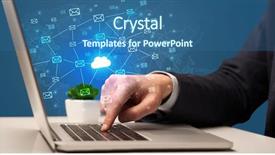  Presentation with healthcare cloud computing - PPT theme having businessman hand sending a bunch background and a  colored foreground