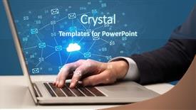  Presentation with cloud computing - Colorful PPT theme enhanced with businessman hand sending a bunch backdrop and a  colored foreground