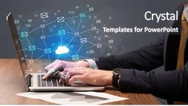  Presentation with cloud computing - Audience pleasing PPT theme consisting of businessman hand sending a bunch backdrop and a  colored foreground