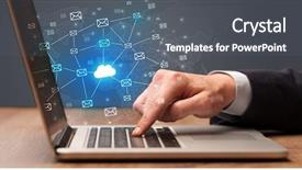  Presentation with cloud computing security - Cool new presentation with businessman hand sending a bunch backdrop and a  colored foreground