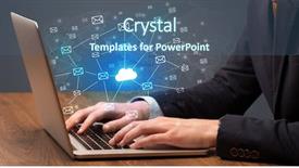  Presentation with healthcare cloud computing - Audience pleasing PPT theme consisting of businessman hand sending a bunch backdrop and a ocean colored foreground