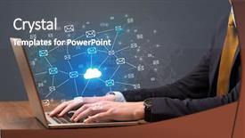  Presentation with healthcare cloud computing - Amazing PPT theme having businessman hand sending a bunch backdrop and a  colored foreground